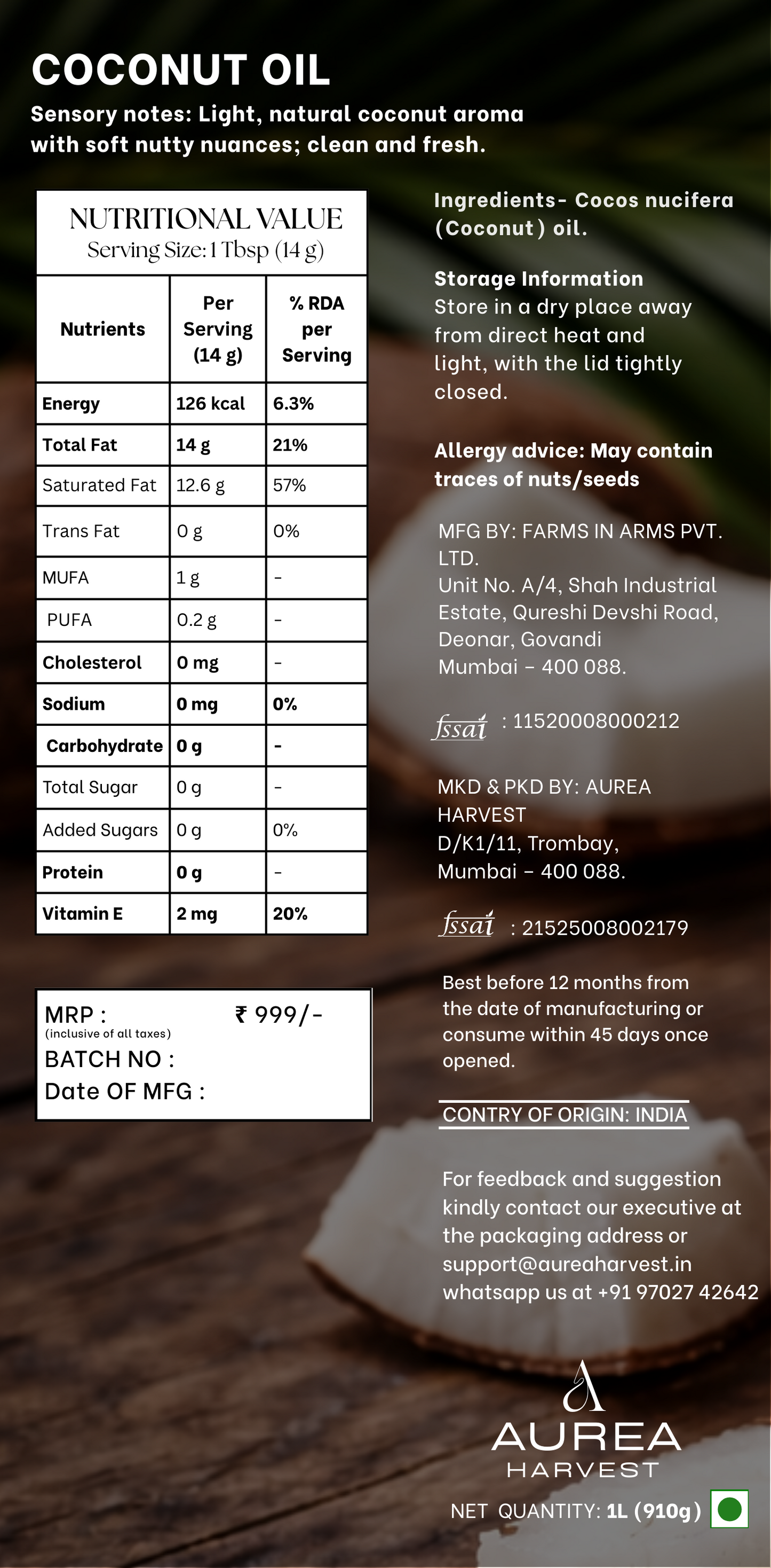 Cold Pressed Coconut OIl