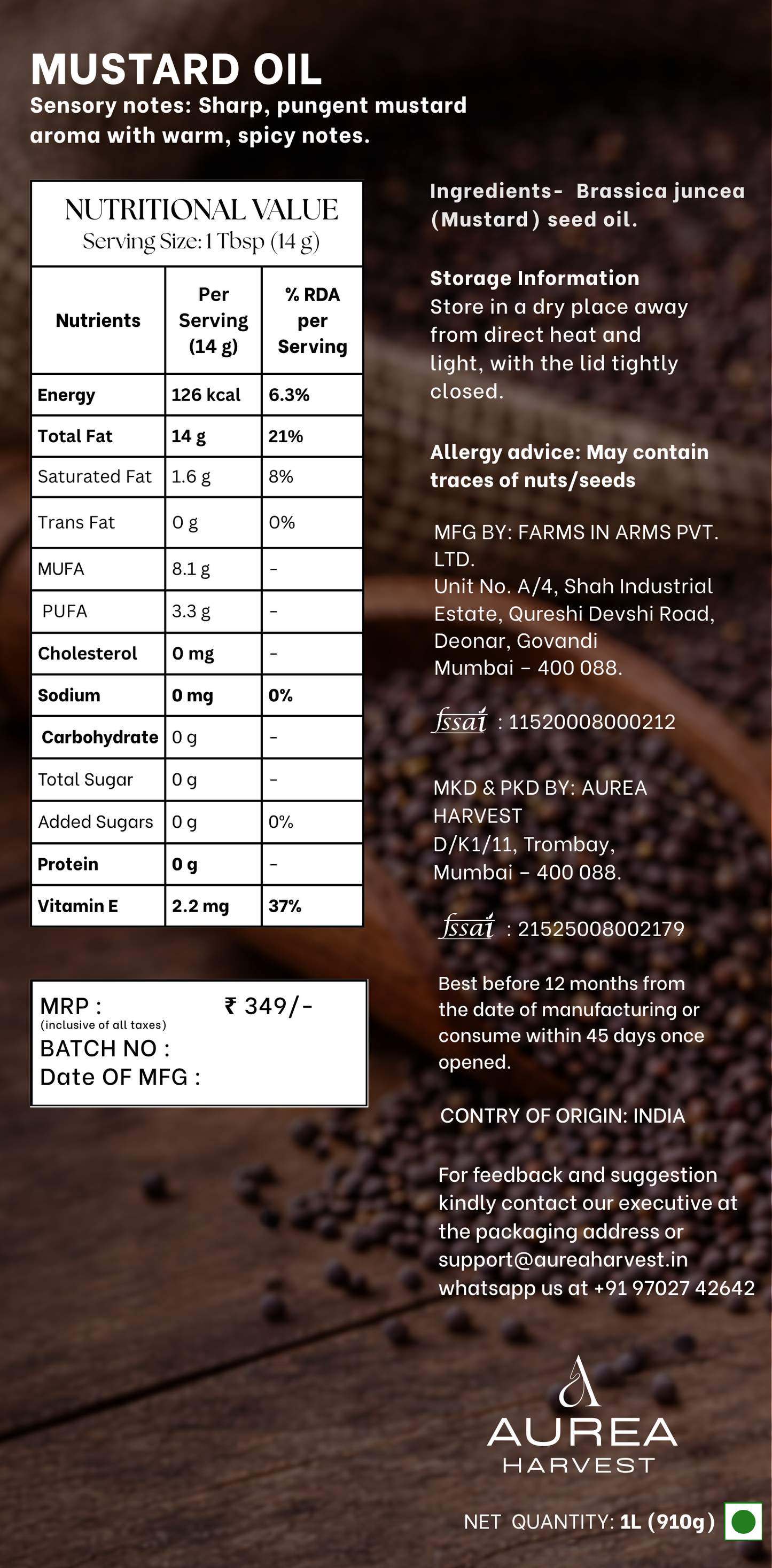 Cold Pressed Mustard Oil